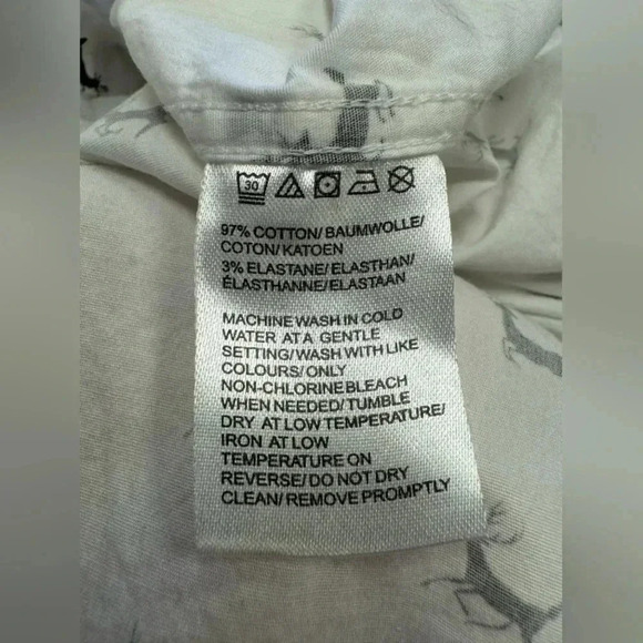 1670 Long Sleeve Button Down Black White Dress Shirt Buck Deer Size 16 - Picture 7 of 7